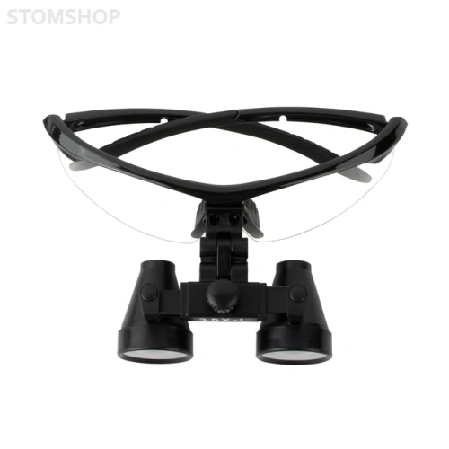 CM3.5X + BP frame - бинокулярные лупы системы Flip-up, увеличение 3.5x, усиленная спортивная оправа черного цвета | Ymarda (Китай)