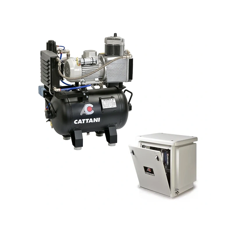Cattani AC100 30-67 - безмасляный компрессор для одной стоматологической установки, c осушителем, c кожухом, с ресивером 30 л, 67,5 л/мин | Cattani (Италия)