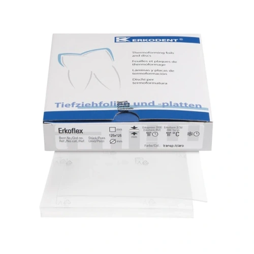 Erkoflex - термоформовочные пластины, бесцветные, квадратные, 125?125 мм, 10 шт. | Erkodent (Германия)