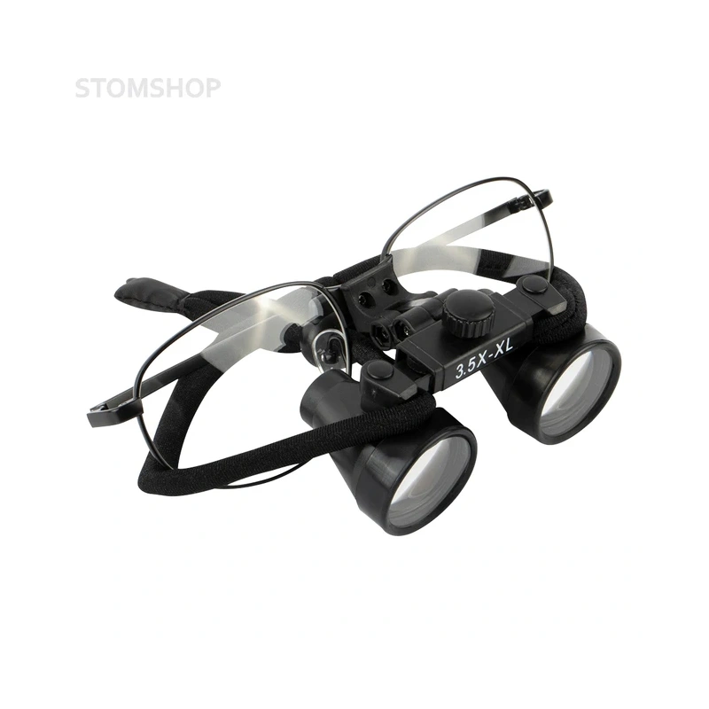 CO3.5X + Titanium frame - бинокулярные лупы системы Flip-up на титановой оправе, увеличение 3.5x, черный цвет | Ymarda (Китай)