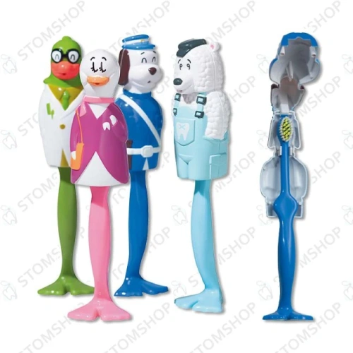 Prof. Paul Попугайчик - детская зубная щетка с защитным футляром, зеленая | Hager & Werken (Германия)