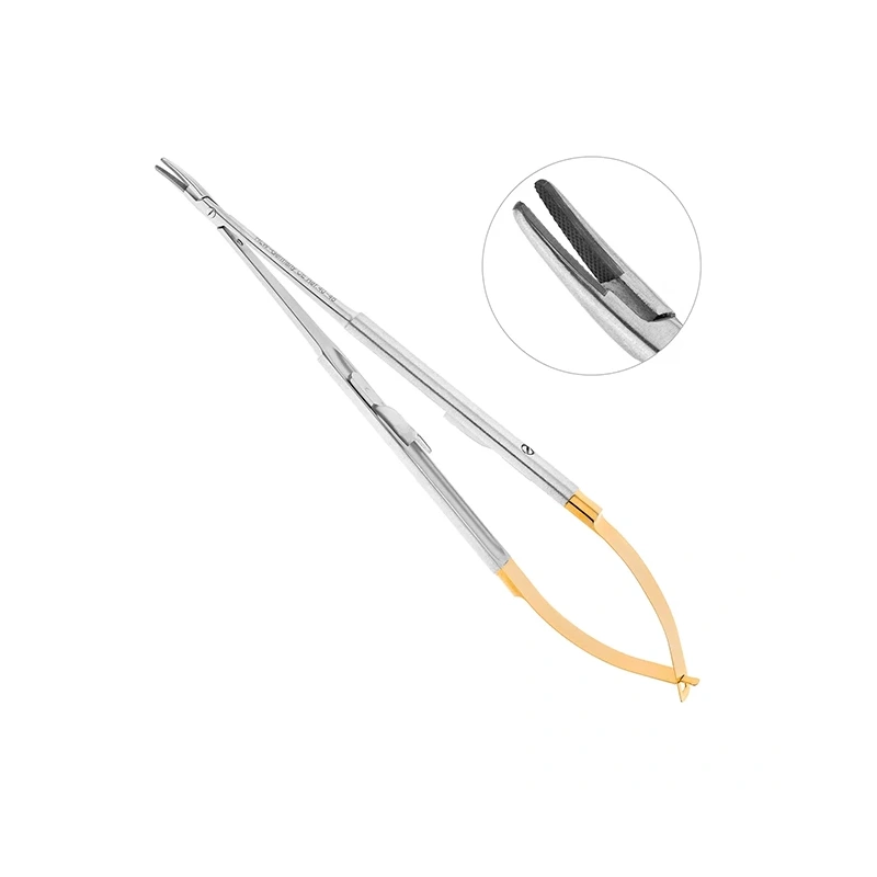 Иглодержатель-микро изогнутый Micro-Nadelhalter TC, длина 180 мм | HLW Dental Instruments (Германия)