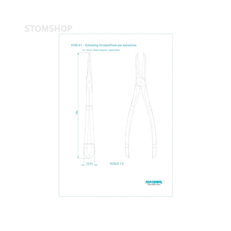 Щипцы N41 для удаления корней верхней челюсти | Asa Dental (Италия)