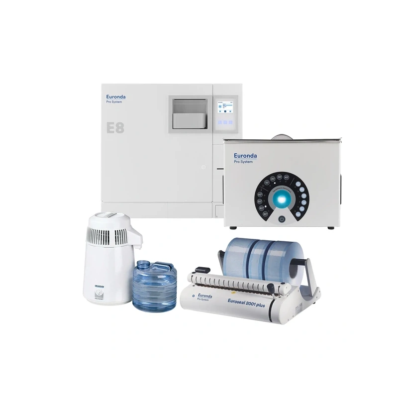 Комплект Euronda E8 PACK 6: автоклав E8 (24 л) + дистиллятор Aquadist (4 л) + запечатывающее устройство Euroseal 2001 Plus + ультразвуковая мойка Eurosonic 4D | Euronda (Италия)