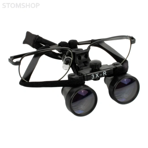 CM3.0X + Titanium frame - бинокулярные лупы системы Flip-up на оправе черного цвета, увеличение 3.0х | Ymarda (Китай)