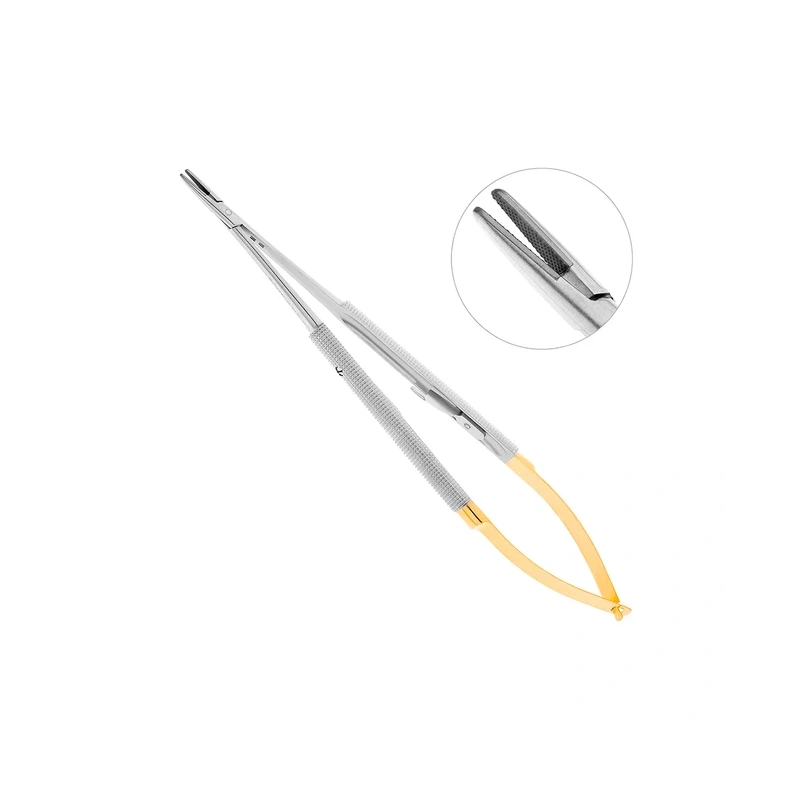 Иглодержатель микрохирургический прямой Castroviejo-Gomel TC, длина 180 мм | HLW Dental Instruments (Германия)