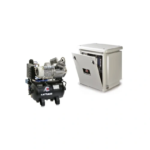 Cattani AC200 30-160 - безмасляный компрессор для двух стоматологических установок, c кожухом, c осушителем, с ресивером 30 л (160 л/мин) | Cattani (Италия)