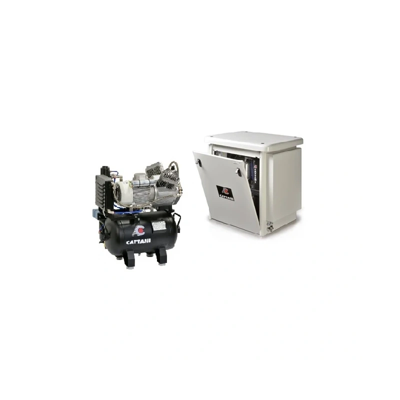 Cattani AC200 30-160 - безмасляный компрессор для двух стоматологических установок, c кожухом, c осушителем, с ресивером 30 л (160 л/мин) | Cattani (Италия)