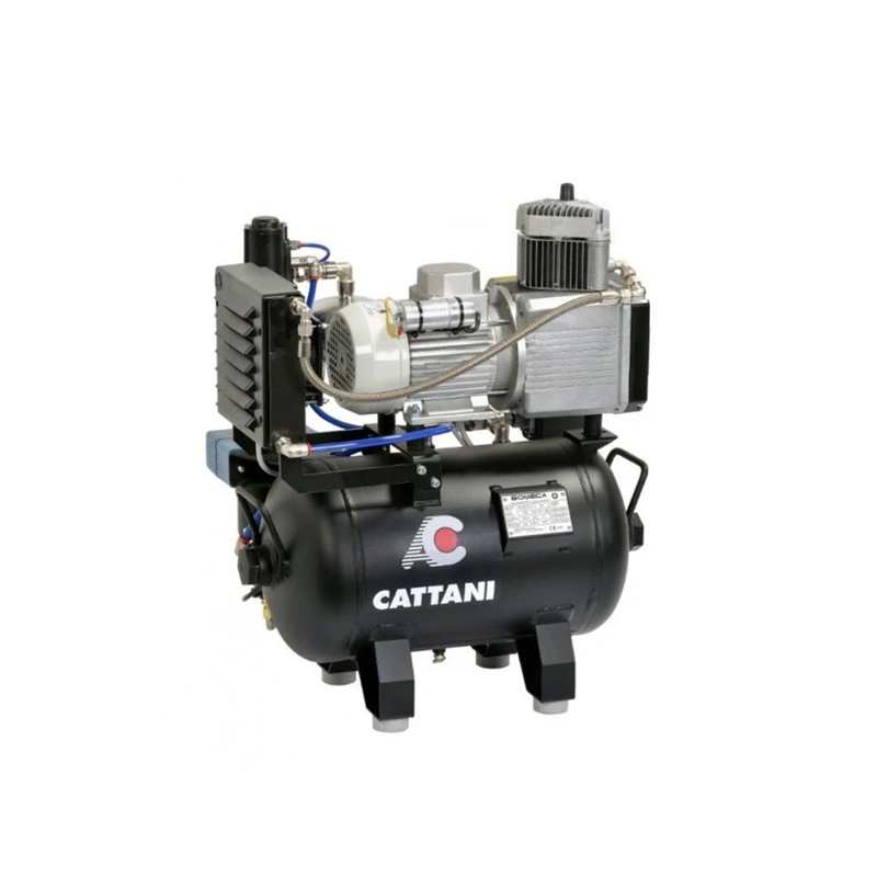 Cattani AC310 45-165 - безмасляный стоматологический компрессор для CAD/CAM, трехцилиндровый, в металлическом кожухе, c осушителем, с ресивером 45 л, 165 л/мин | Cattani (Италия)