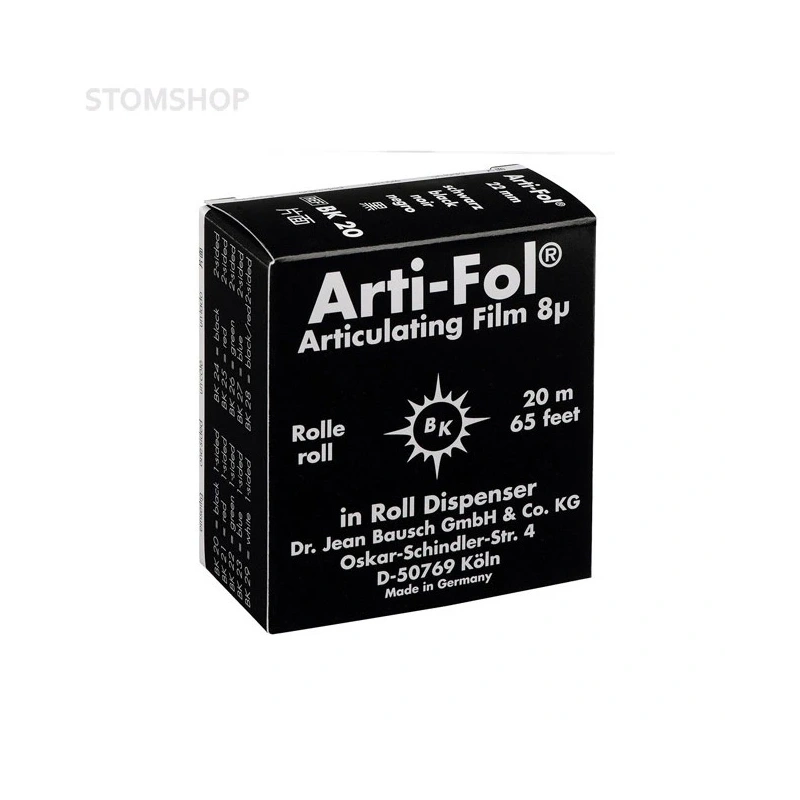 Bausch BK 20 Arti-Fol - фольга окклюзионная односторонняя черная, толщина 8 мкм, рулон 22 мм x 20 м | Bausch (Германия)