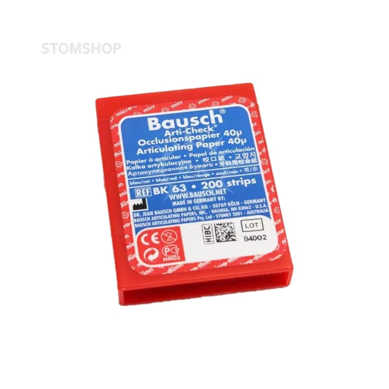 Bausch BK 63 - артикуляционная бумага красная/синяя, толщина 40 мкм, 200 листов | Bausch (Германия)