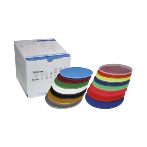 Erkoflex color - термоформовочные пластины, ассорти, круглые, диаметр 120 мм, 15 шт. | Erkodent (Германия)