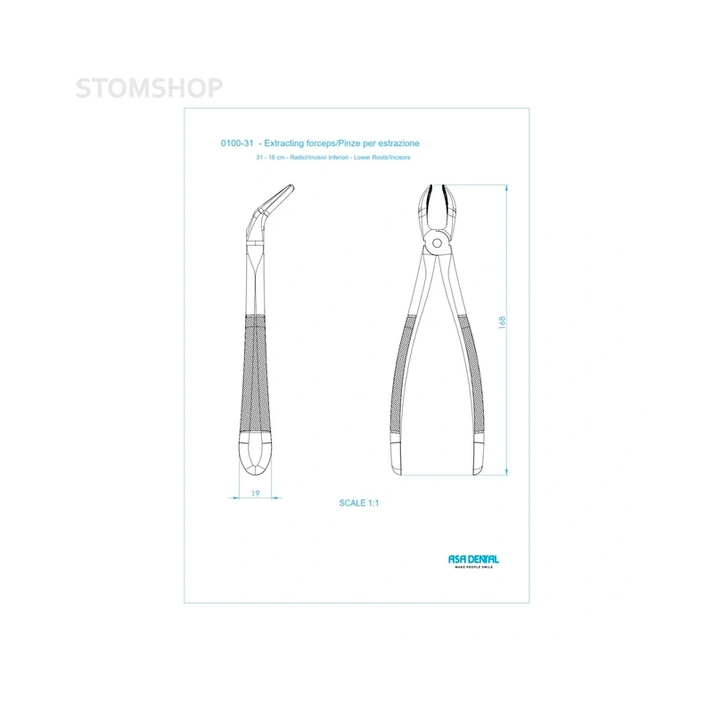 Щипцы N31 для удаления корней нижней челюсти | Asa Dental (Италия)