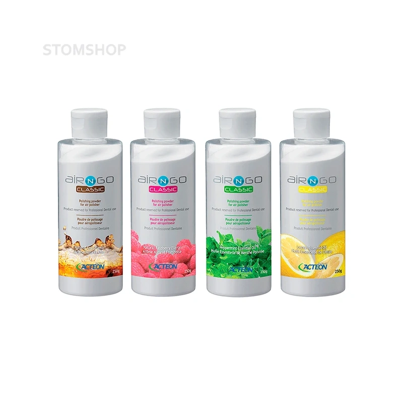 Acteon Air-N-Go Classic Raspberry - порошок для наддесневой обработки с малиновым вкусом, 4 флакона по 250 г | Satelec Acteon Group (Франция)